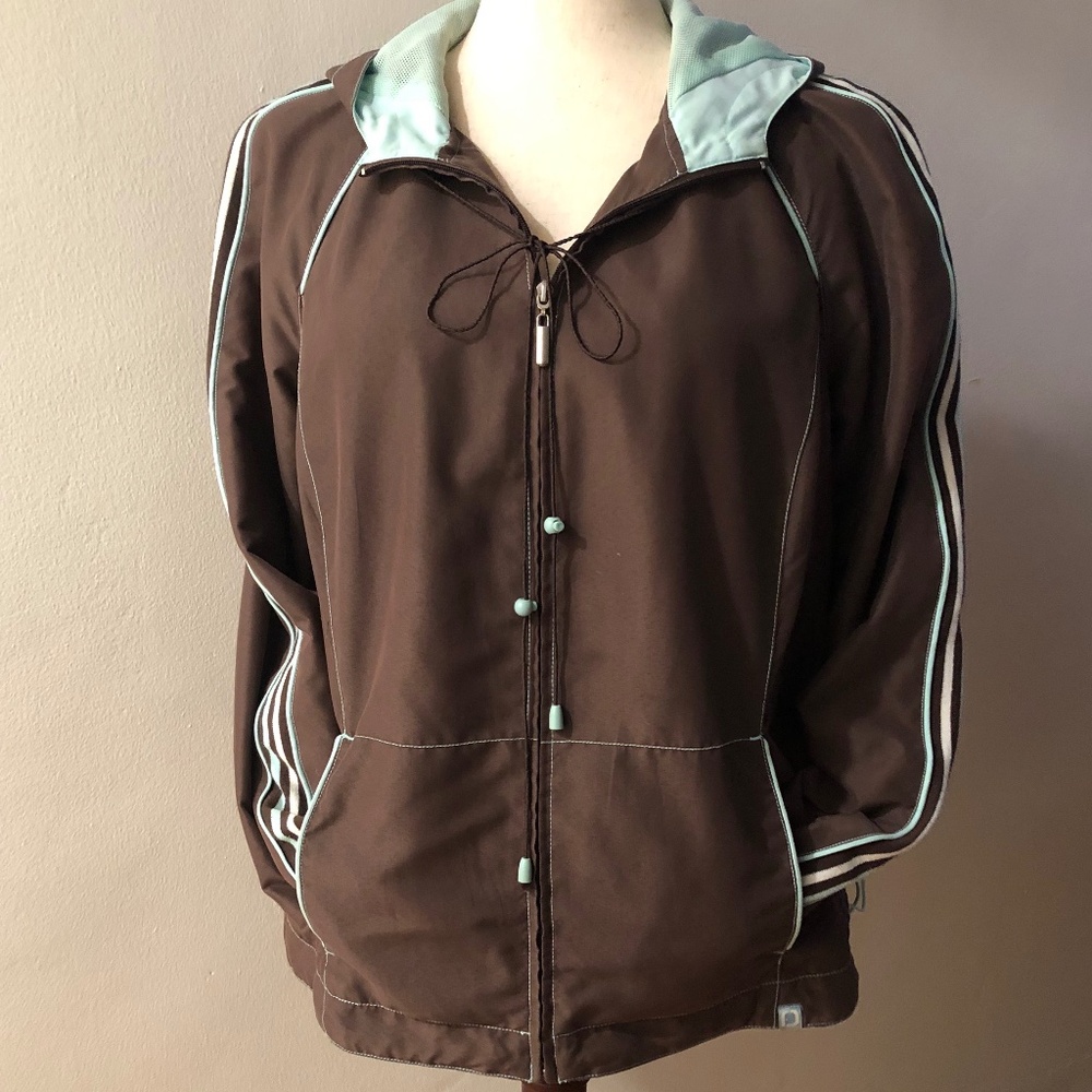 FUDA Brown w Aquamarine Hooded Windbreaker
